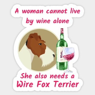 A Funny Wire Fox Terrier and Wine Sticker